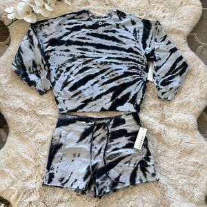 LACAUSA Set Sweatshirt & Shorts Tie Dye Size XS